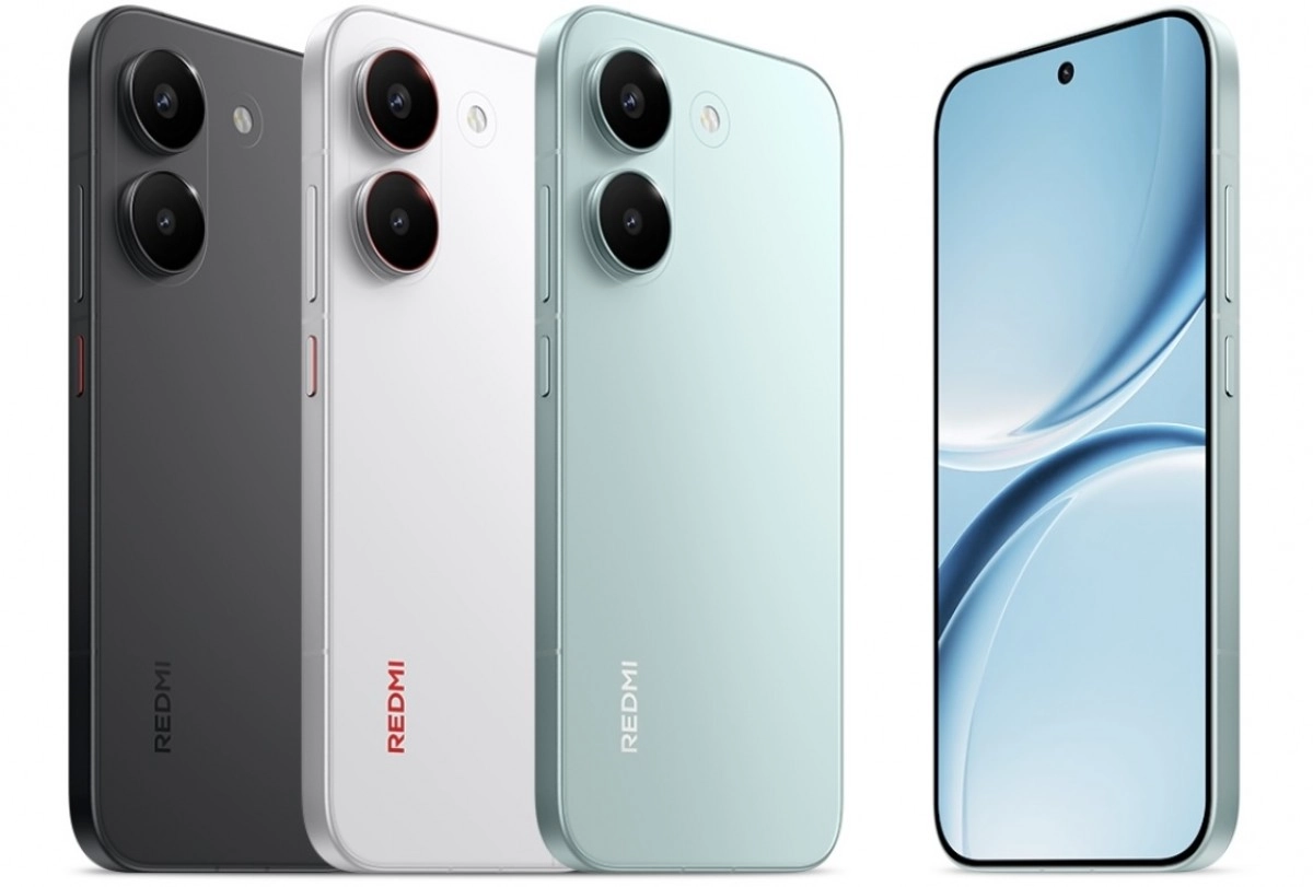 Poco X8 Pro series phones in black, white, and mint.