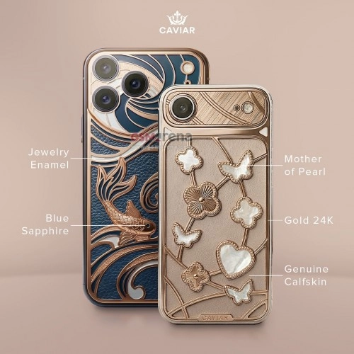 Caviar iPhone Air with gold, enamel, sapphire, mother-of-pearl