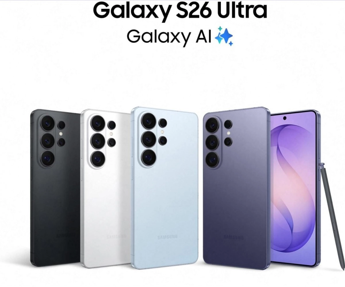 Samsung Galaxy S26 Ultra in multiple colors.