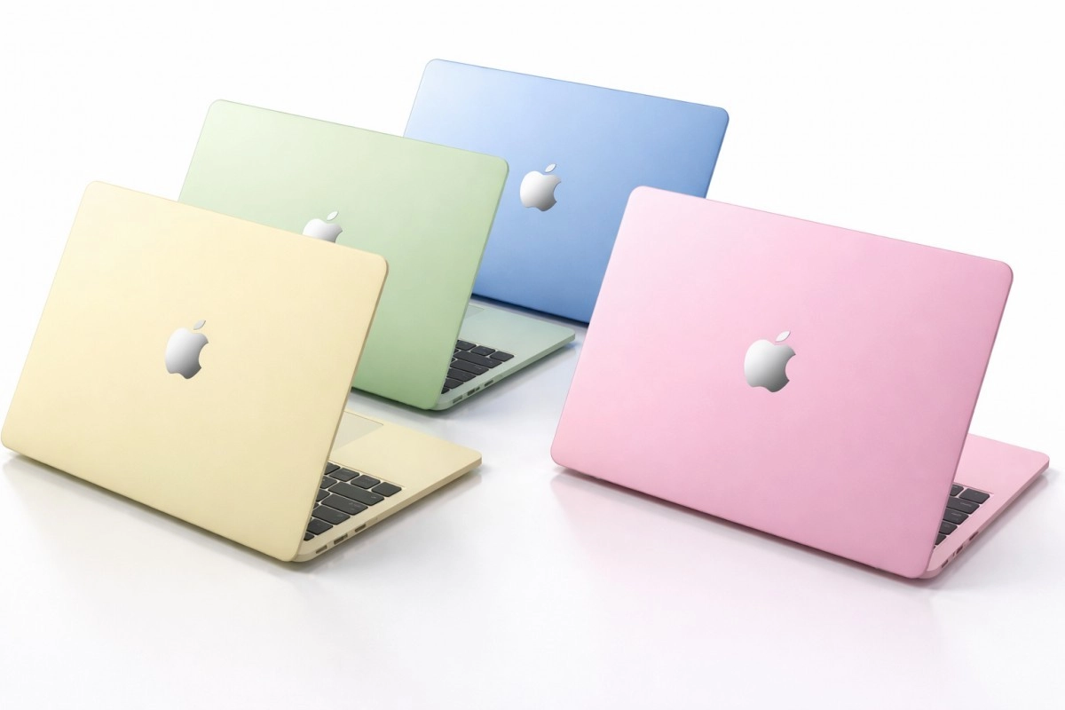 New Apple MacBooks in yellow, green, blue, pink.