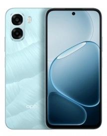 Oppo A6 phone in light blue color.