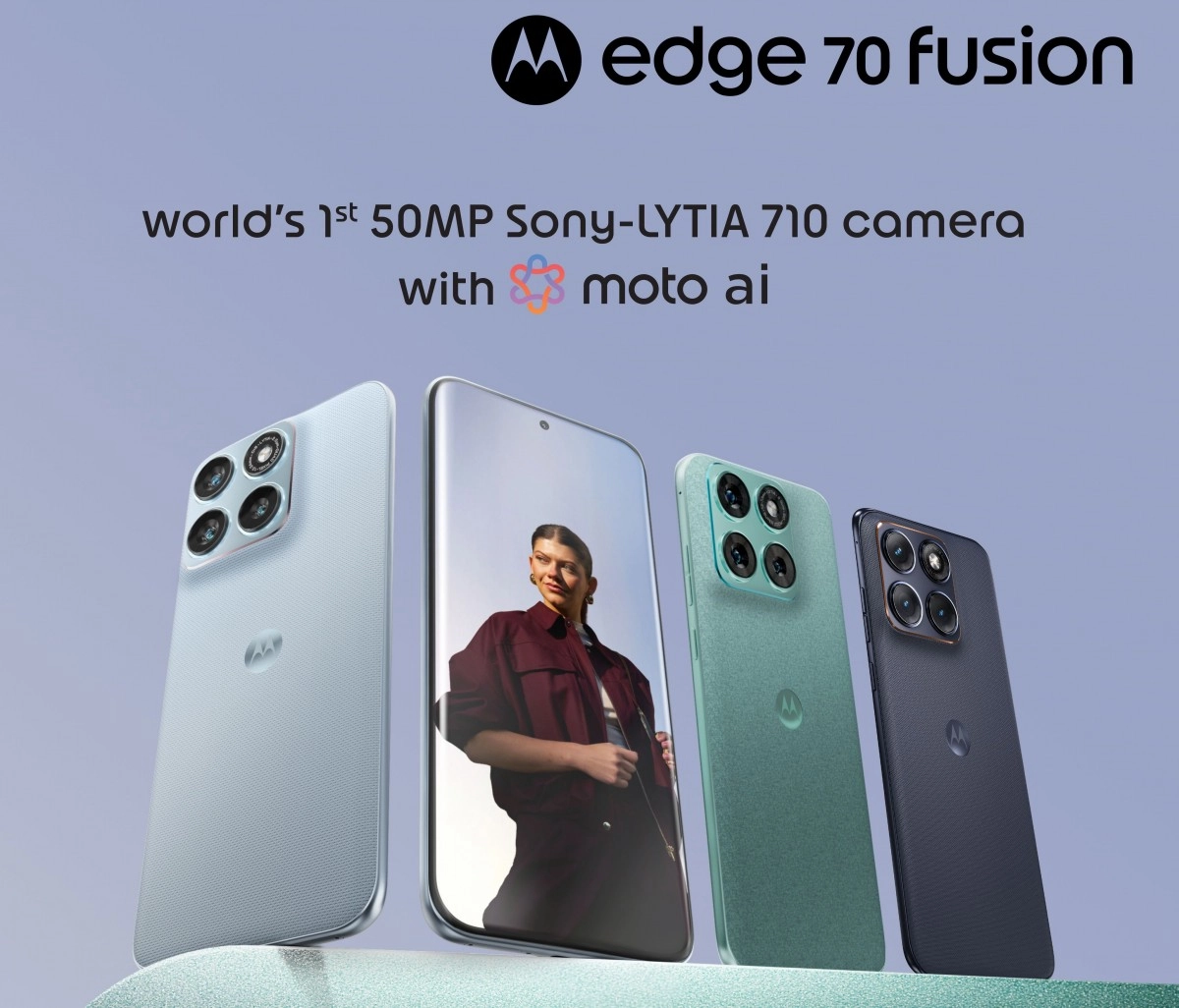 Motorola Edge 70 Fusion phones, multiple colors, 50MP camera.